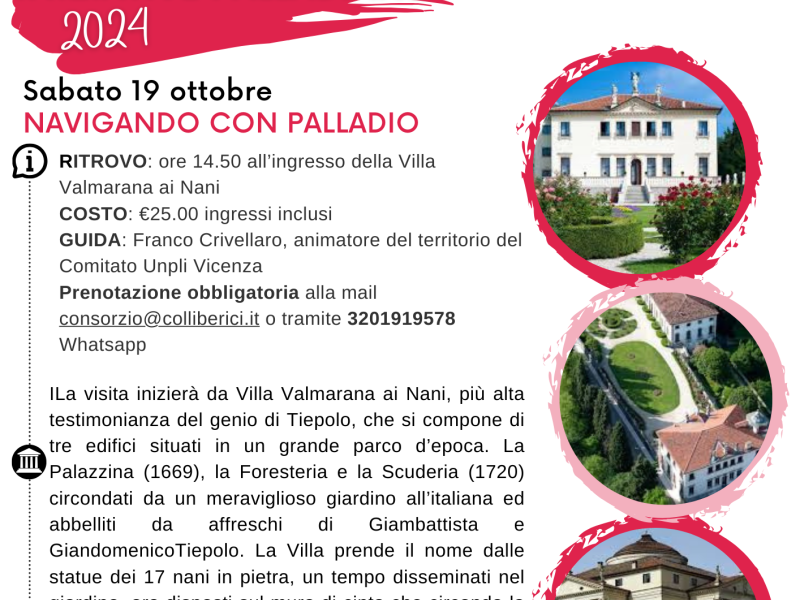 VISITA GUIDATA VILLA VALMARANA AI NANI E VILLA LA ROTONDA/SABATO 19 OTTOBRE 2024